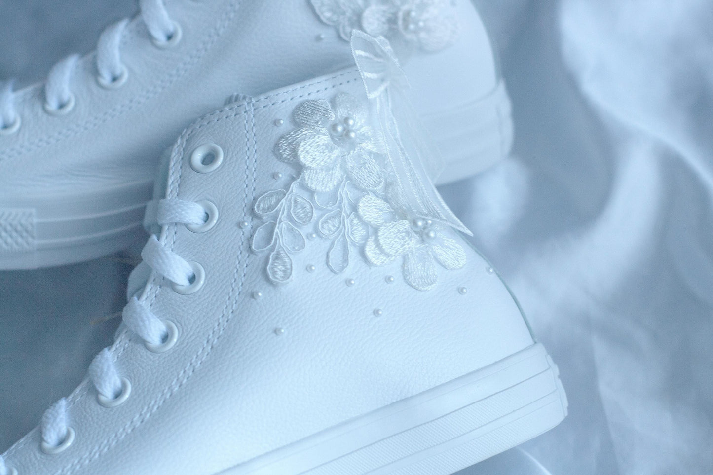 Bespoke Pearl Bridal Leather Converse