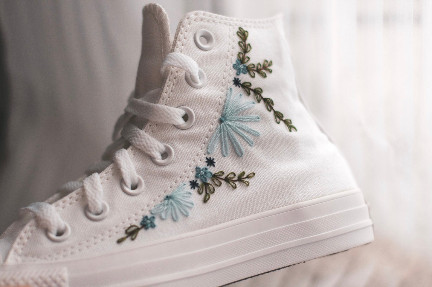 Bespoke 'Something Blue' High-top Embroidered Converse