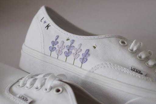 Bespoke Lavender Embroidered Floral Bridal Vans