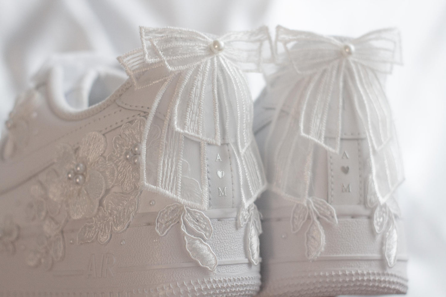 Bespoke Bridal Air Force 1 Luxury Bow Embroidered Sneakers