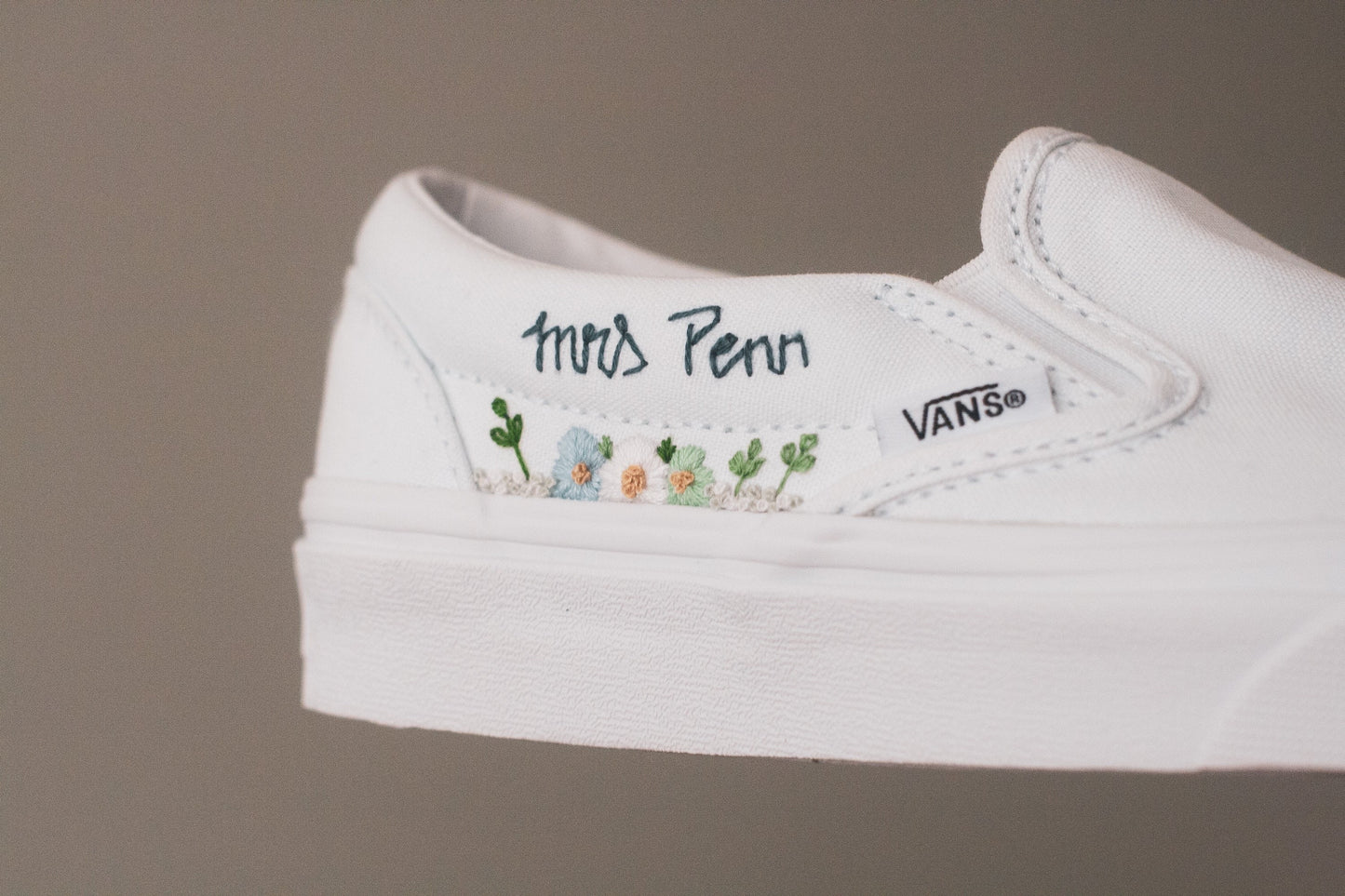 Bespoke Embroidered Bridal Slip On Vans