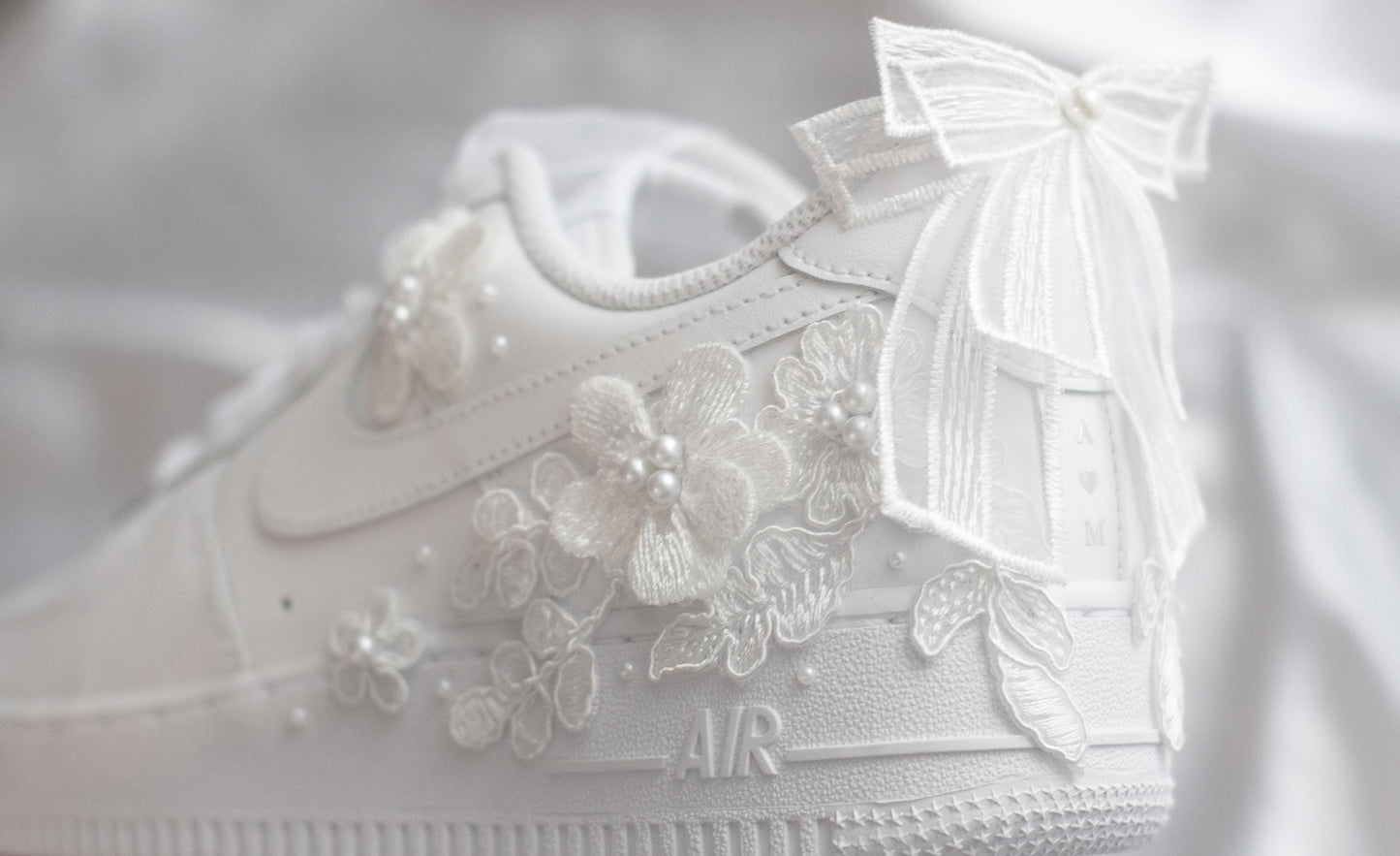 Bespoke Bridal Air Force 1 Luxury Bow Embroidered Sneakers