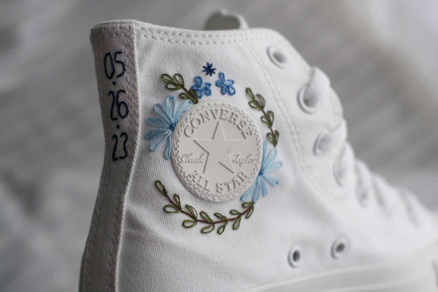 Bespoke 'Something Blue' High-top Embroidered Converse