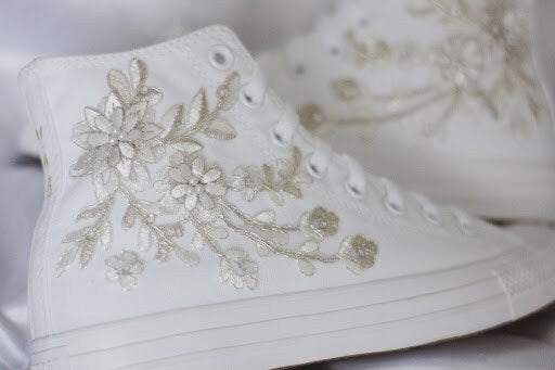 Bespoke Platinum Luxury Embroidered Bridal Converse