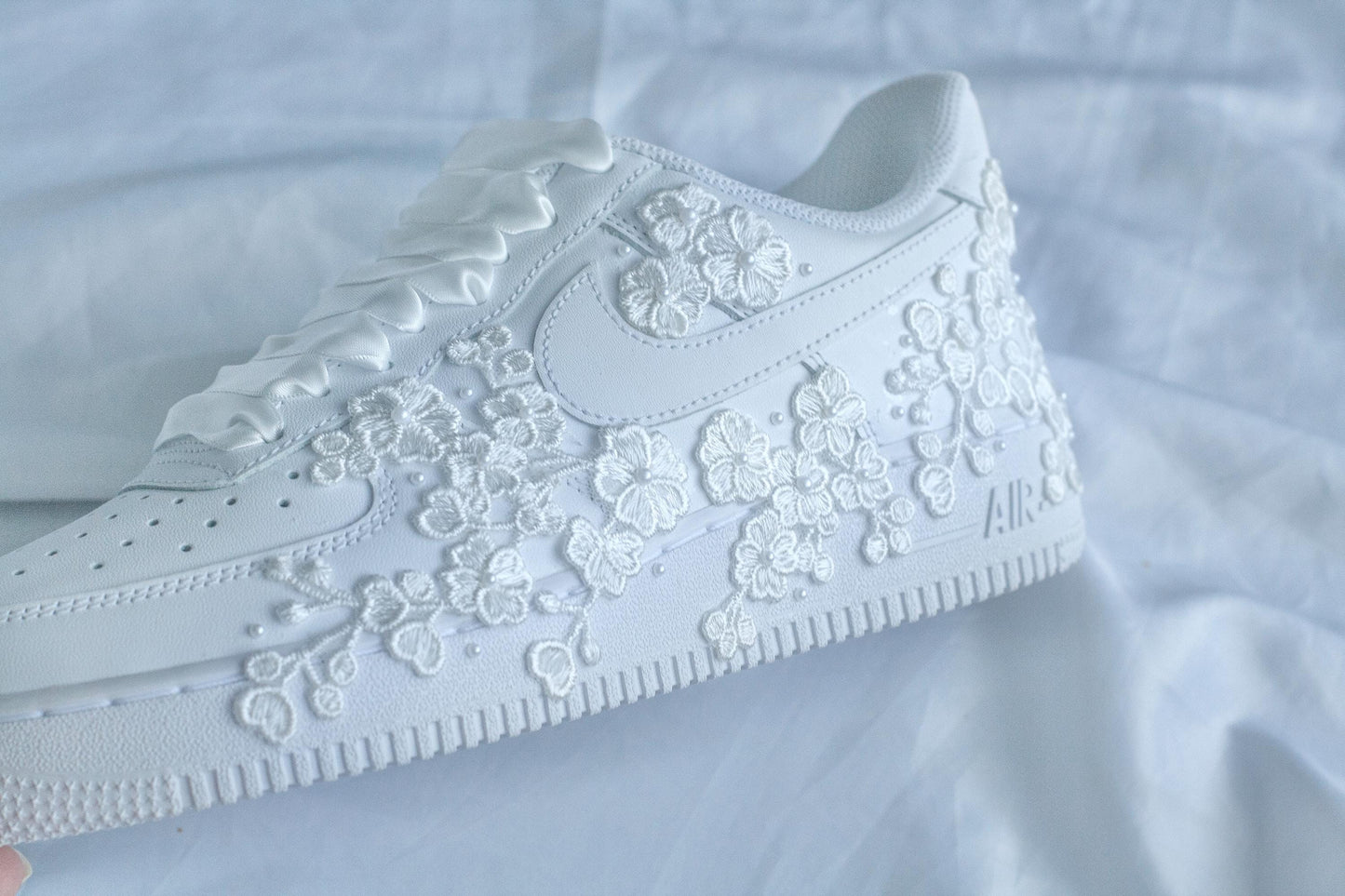 Bespoke Floral Lace Pearl Air Force 1 Sneakers