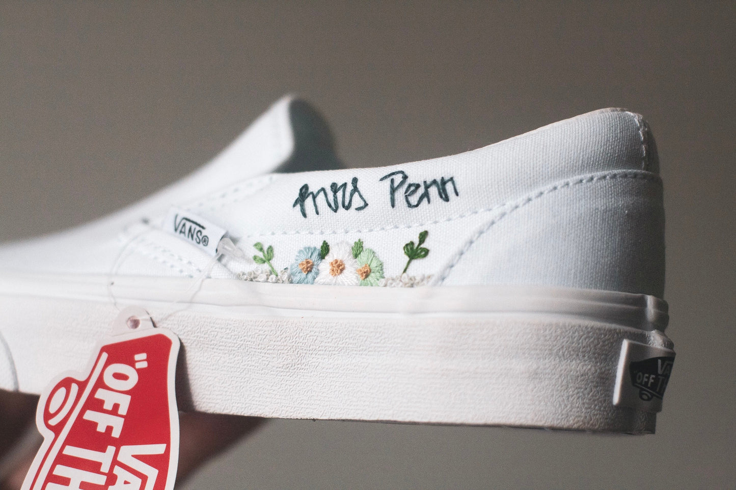 Bespoke Embroidered Bridal Slip On Vans