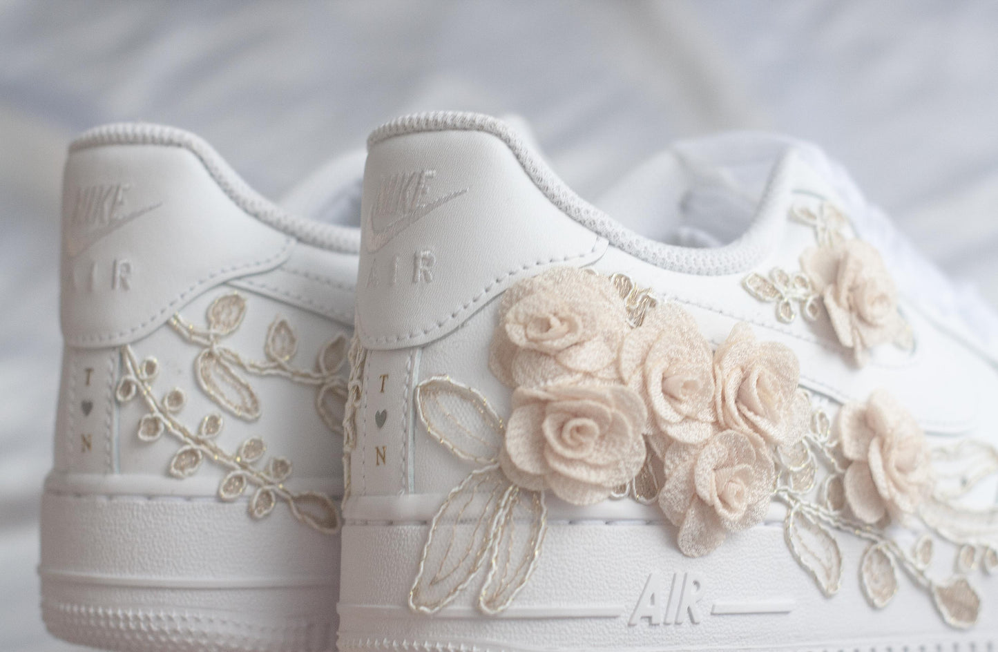 Bespoke Bridal Air Force 1 Rose Gold Embroidered Sneakers