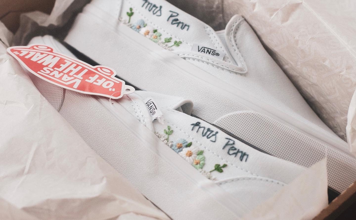 Bespoke Embroidered Bridal Slip On Vans