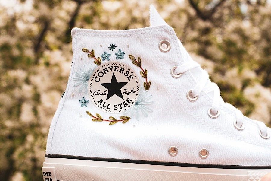 Bespoke 'Something Blue' Embroidered Bridal High-top Converse