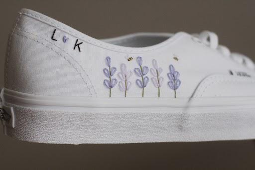 Bespoke Lavender Embroidered Floral Bridal Vans