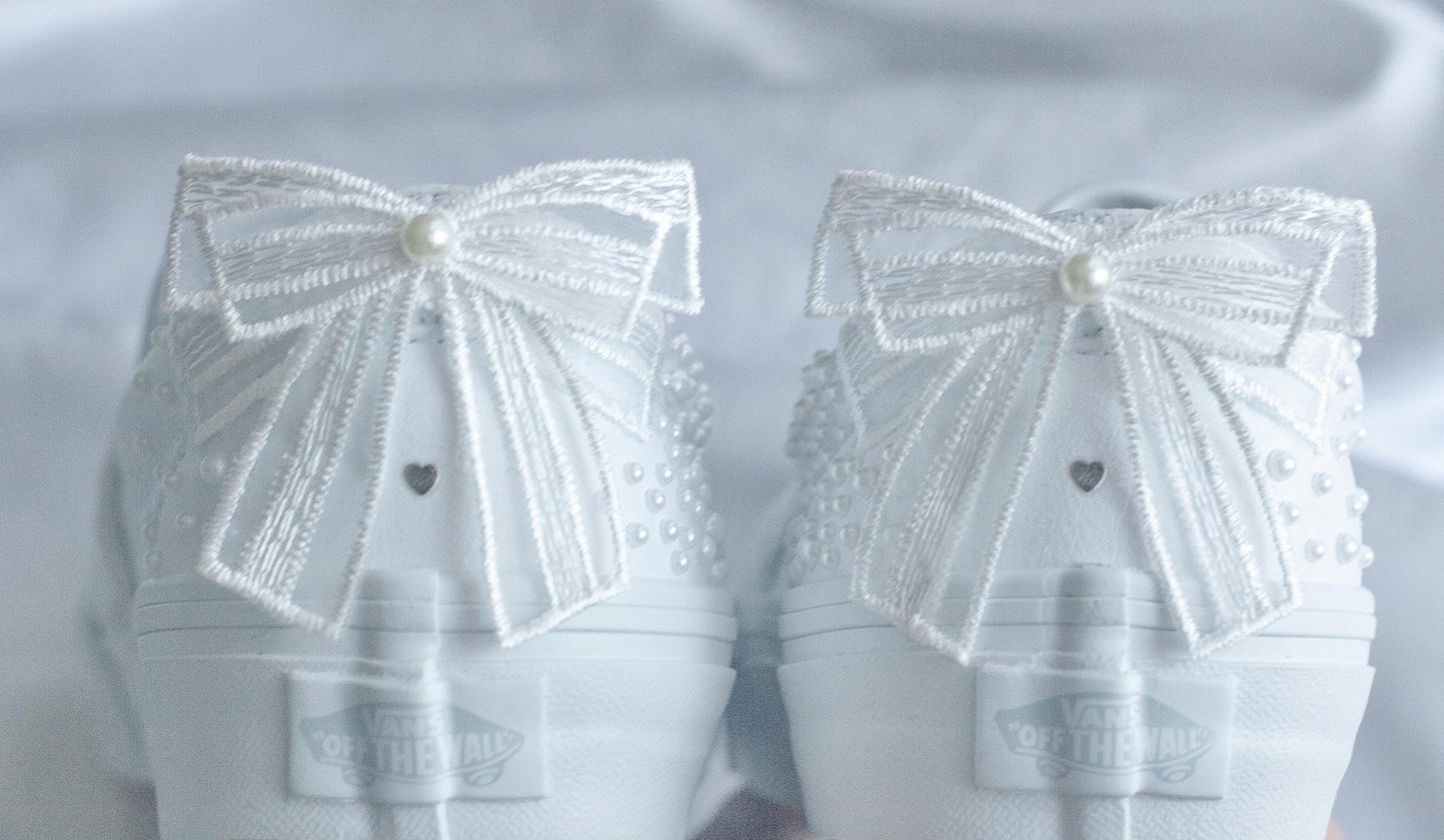 Bespoke Pearl Leather Slip on Vans