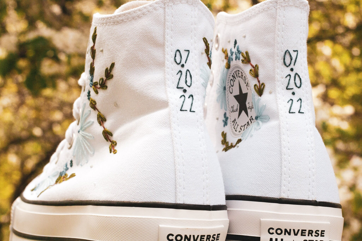 Bespoke 'Something Blue' Embroidered Bridal High-top Converse