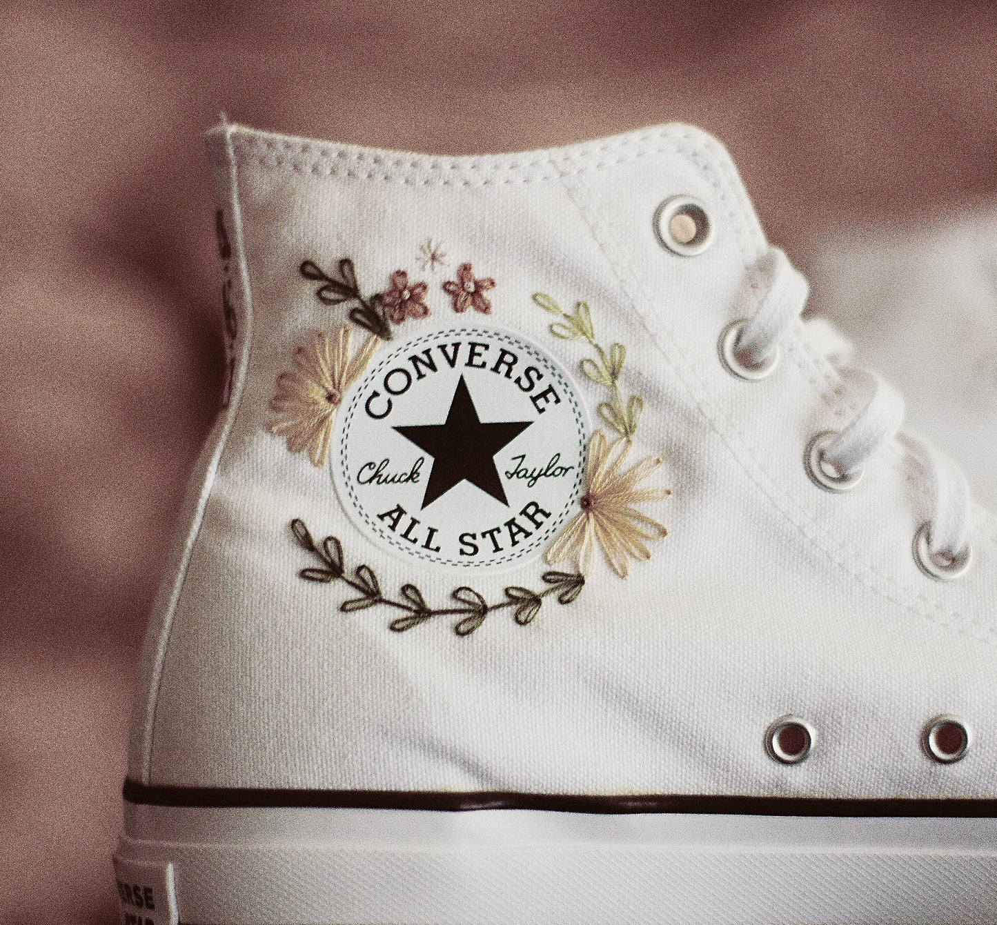 Bespoke Boho Embroidered High Top Platform Converse