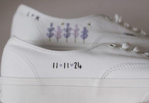 Bespoke Lavender Embroidered Floral Bridal Vans