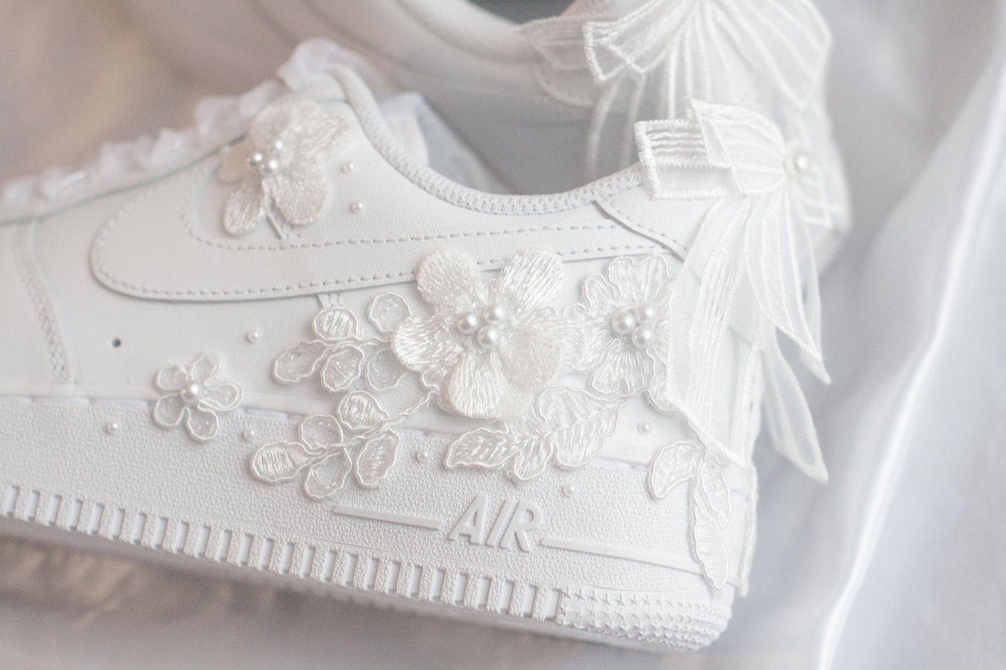 Bespoke Bridal Air Force 1 Luxury Bow Embroidered Sneakers