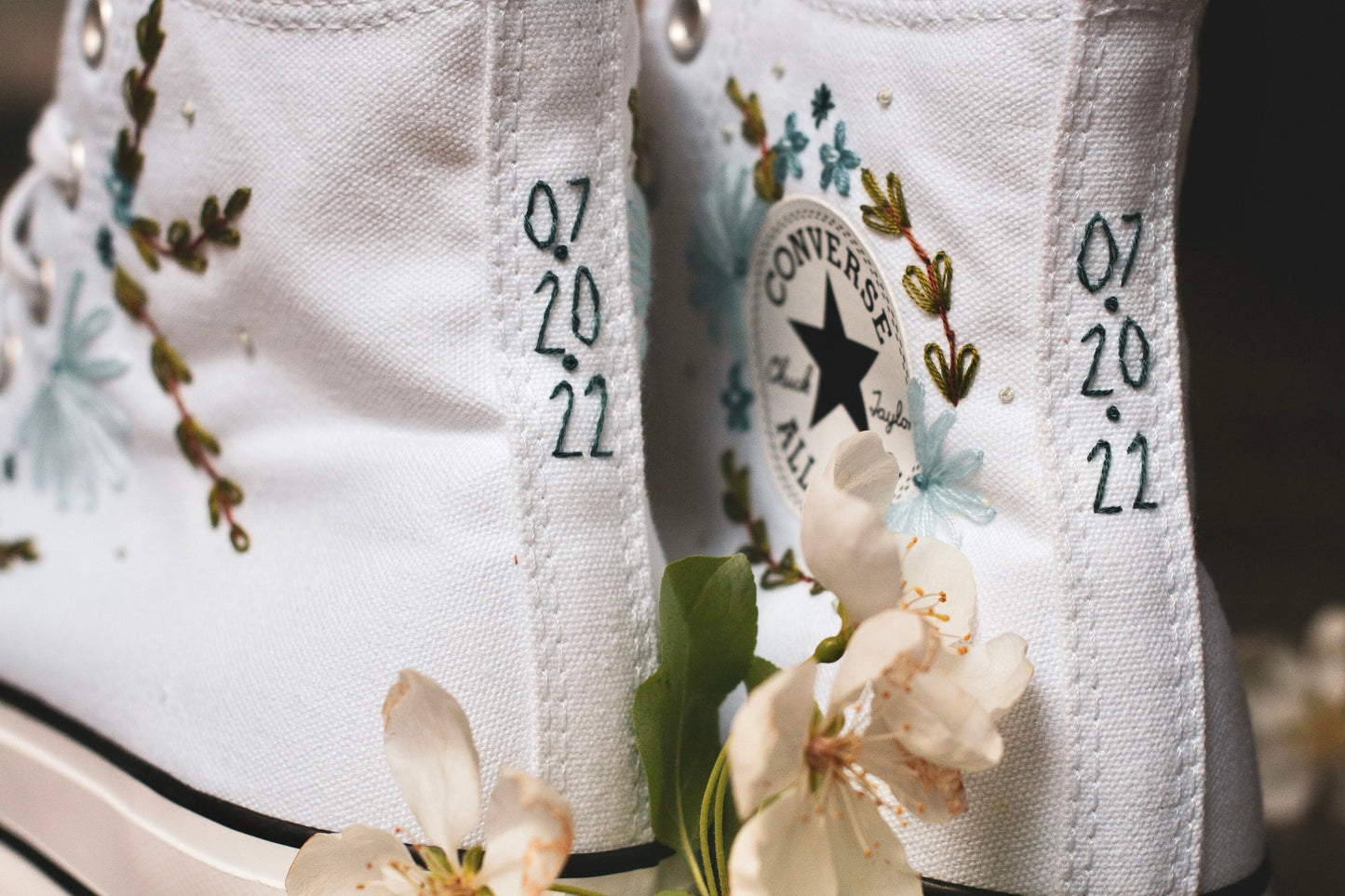 Bespoke 'Something Blue' Embroidered Bridal High-top Converse