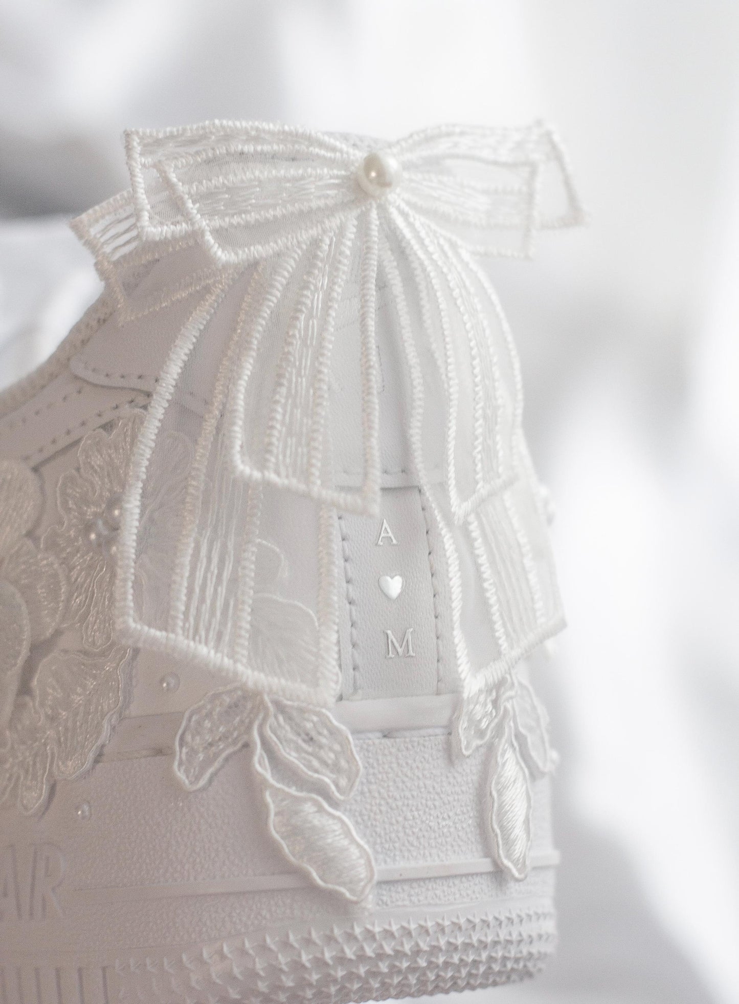 Bespoke Bridal Air Force 1 Luxury Bow Embroidered Sneakers