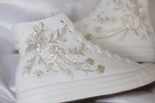 Bespoke Platinum Luxury Embroidered Bridal Converse
