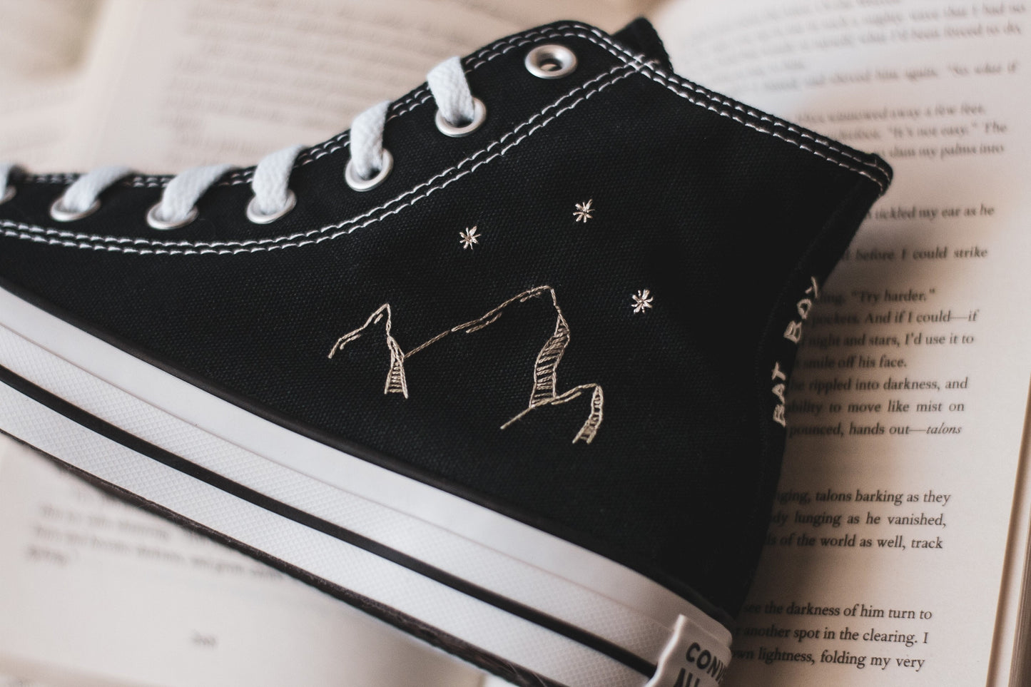 Bespoke Mountain and Stars Embroidered Converse
