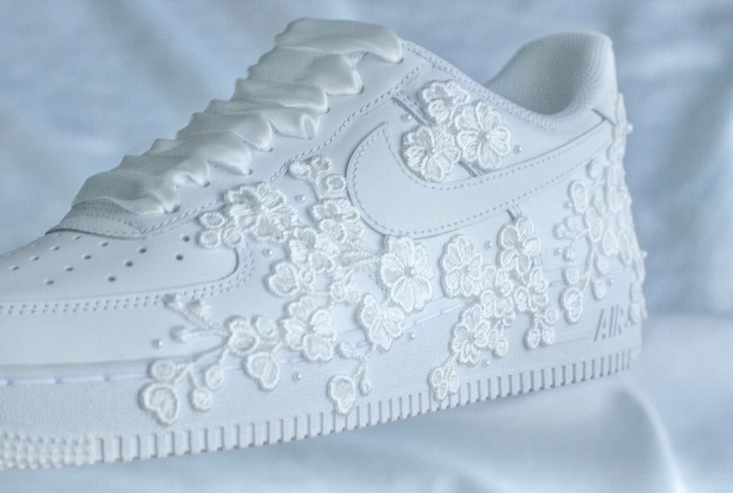 Bespoke Floral Lace Pearl Air Force 1 Sneakers