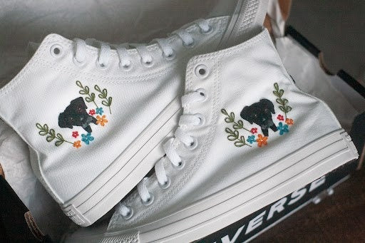 Bespoke Embroidered Pet Bridal Hightop Converse