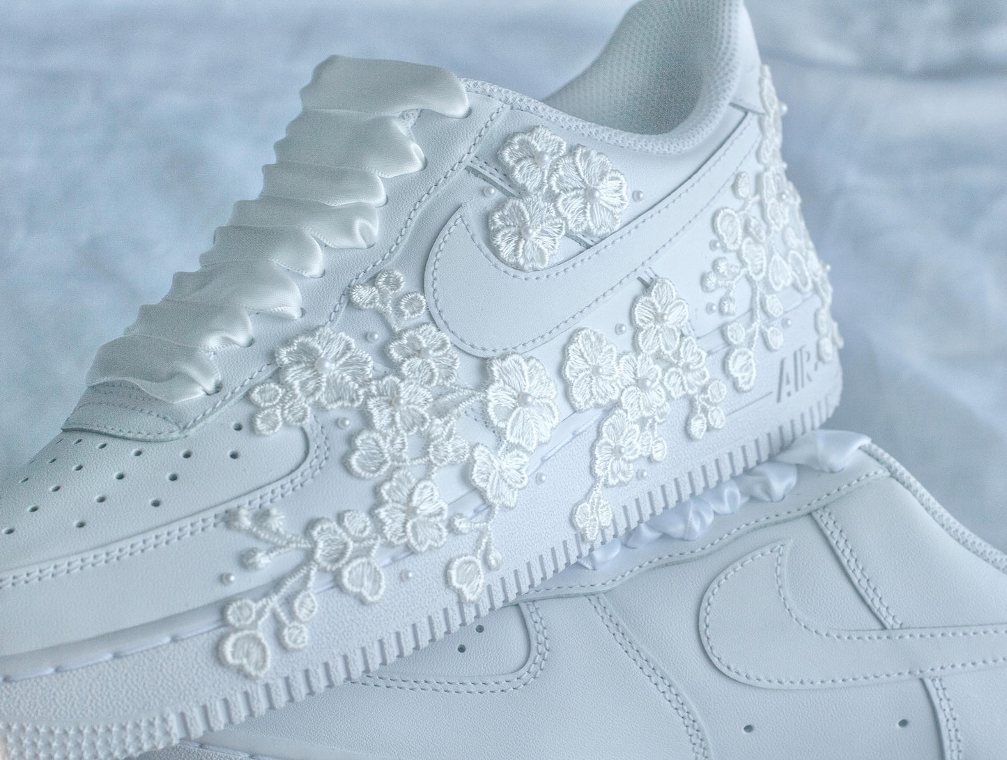 Bespoke Floral Lace Pearl Air Force 1 Sneakers