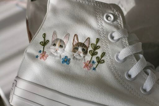 Bespoke Embroidered Pet Bridal Hightop Converse