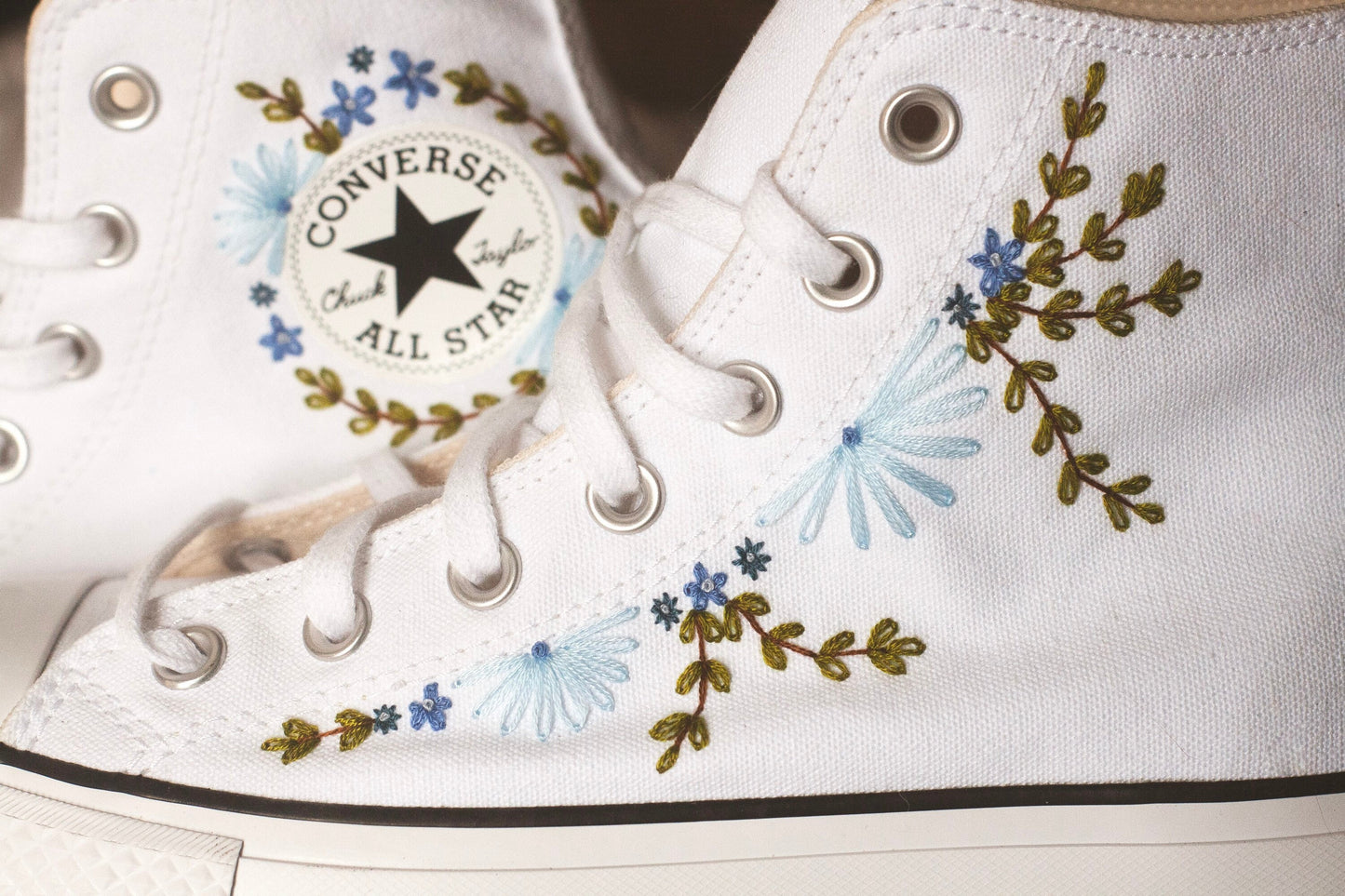 Bespoke 'Something Blue' Embroidered Bridal High-top Converse