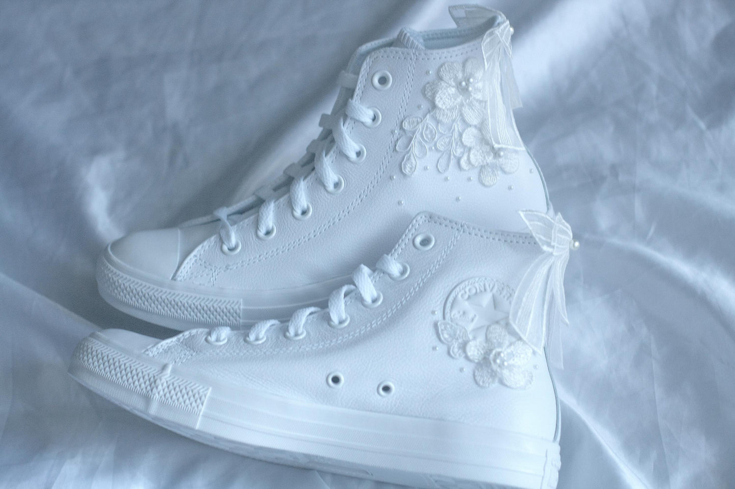 Bespoke Pearl Bridal Leather Converse