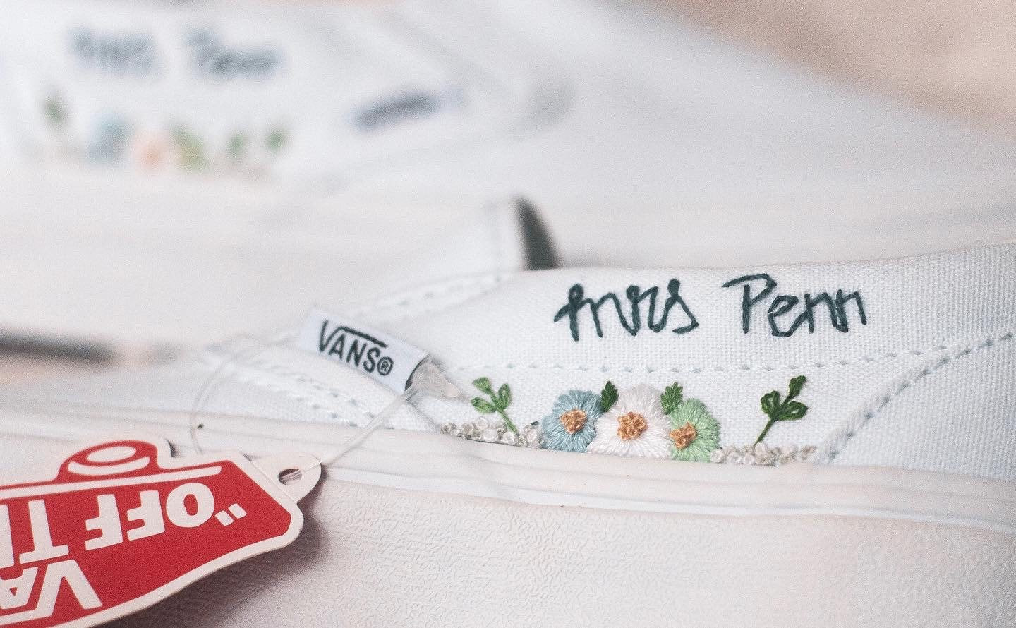Bespoke Embroidered Bridal Slip On Vans