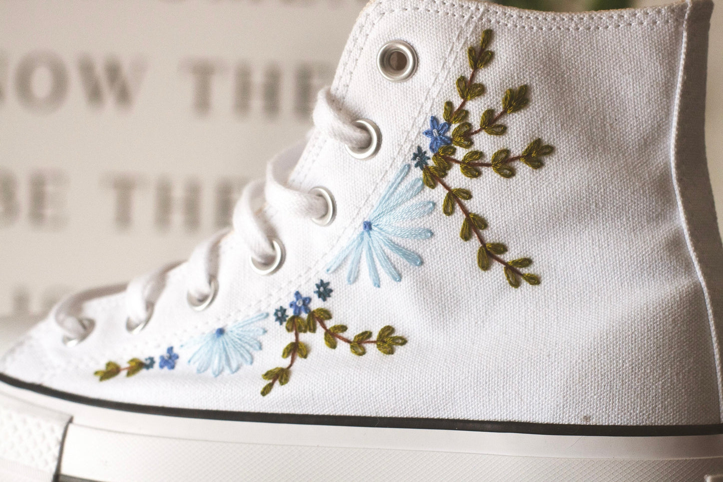 Bespoke 'Something Blue' Embroidered Bridal High-top Converse