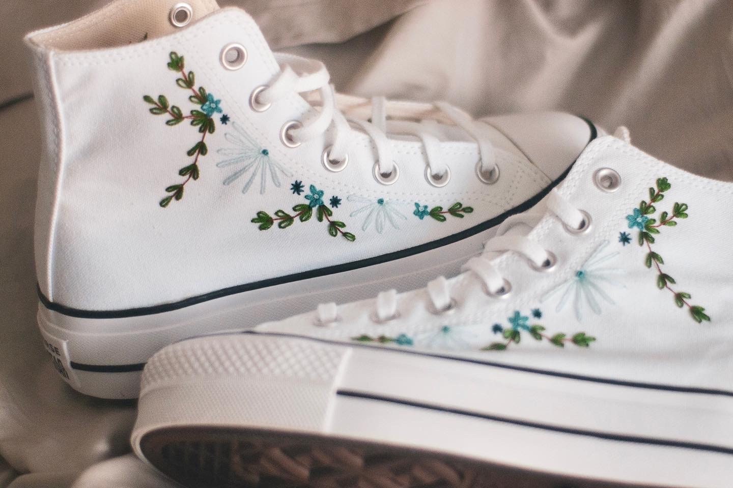 Bespoke 'Something Blue' Embroidered Bridal High-top Converse