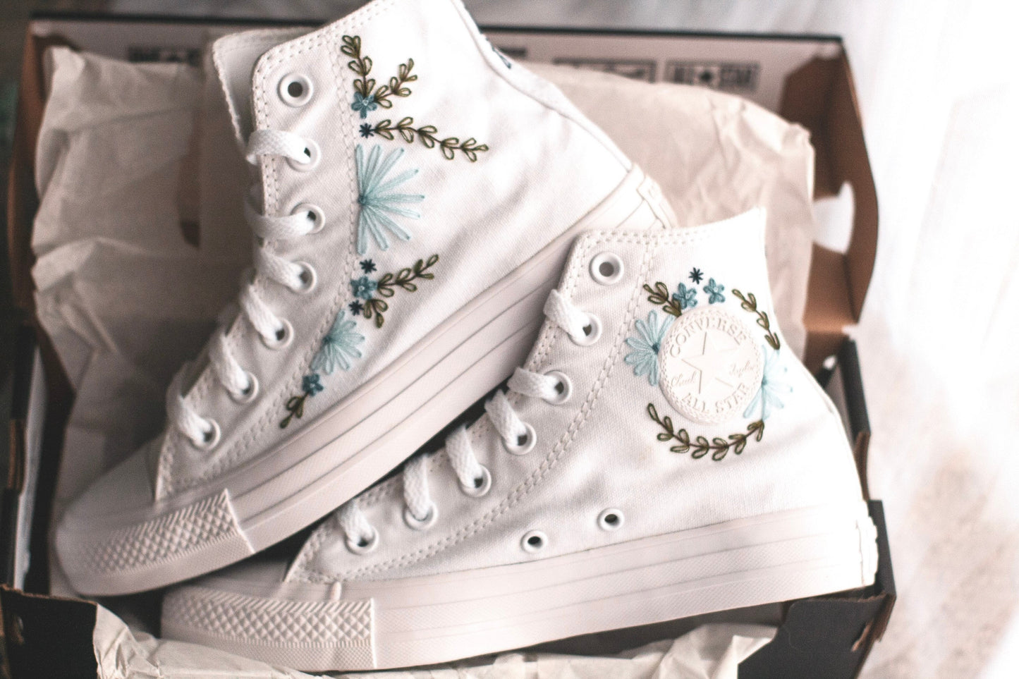 Bespoke 'Something Blue' High-top Embroidered Converse