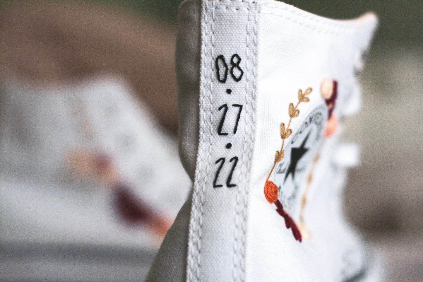 Bespoke 'Fall' Embroidered Platform Converse