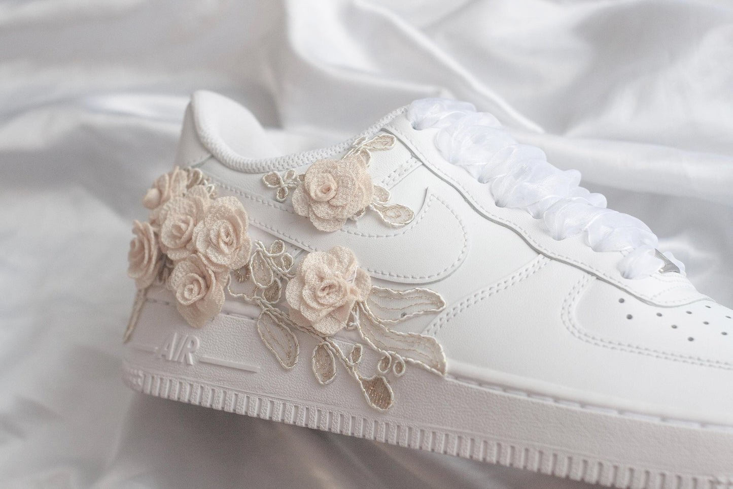 Bespoke Bridal Air Force 1 Rose Gold Embroidered Sneakers
