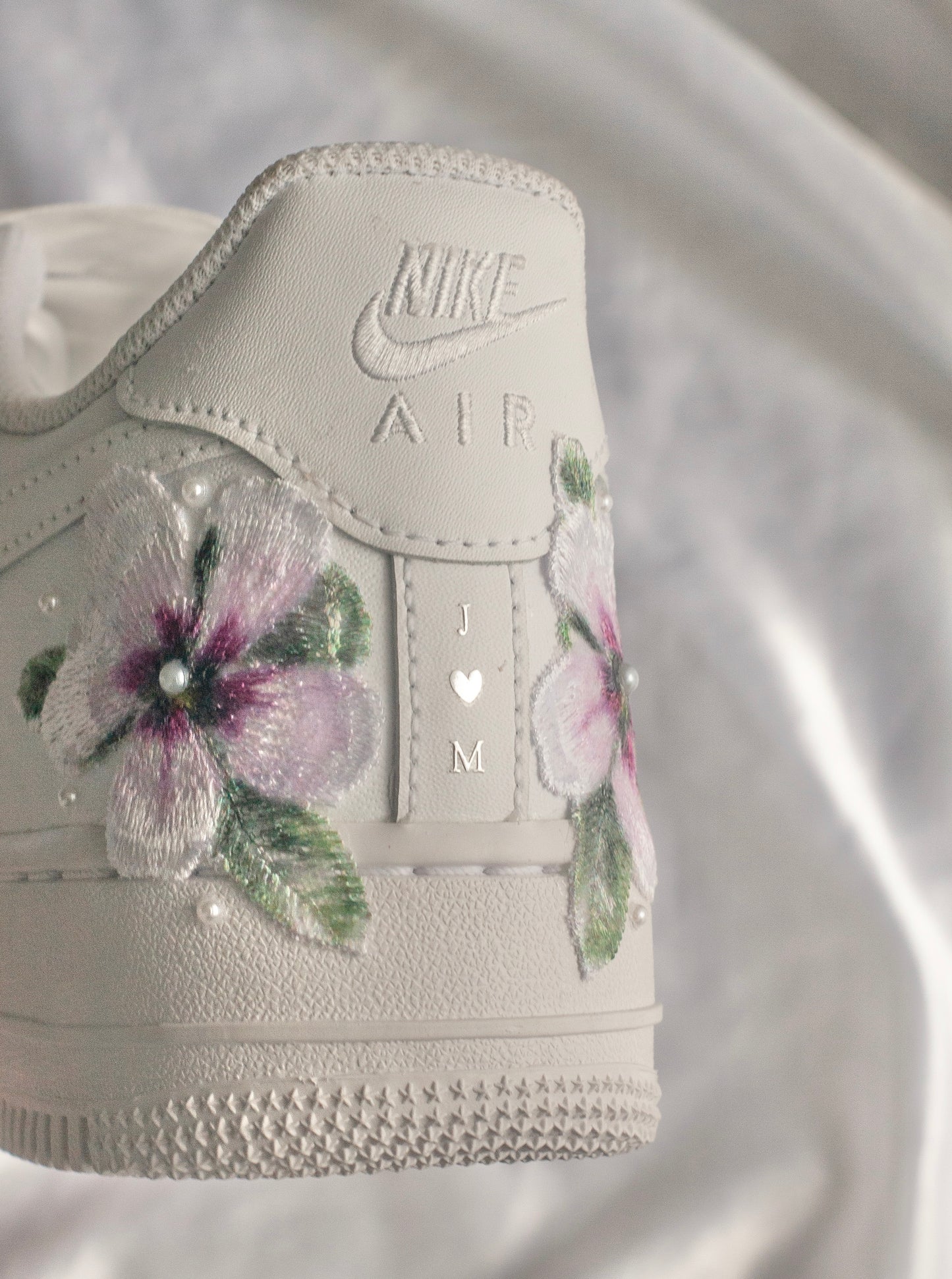 Bespoke Pink and Blue Floral AF1 Bridal Sneakers