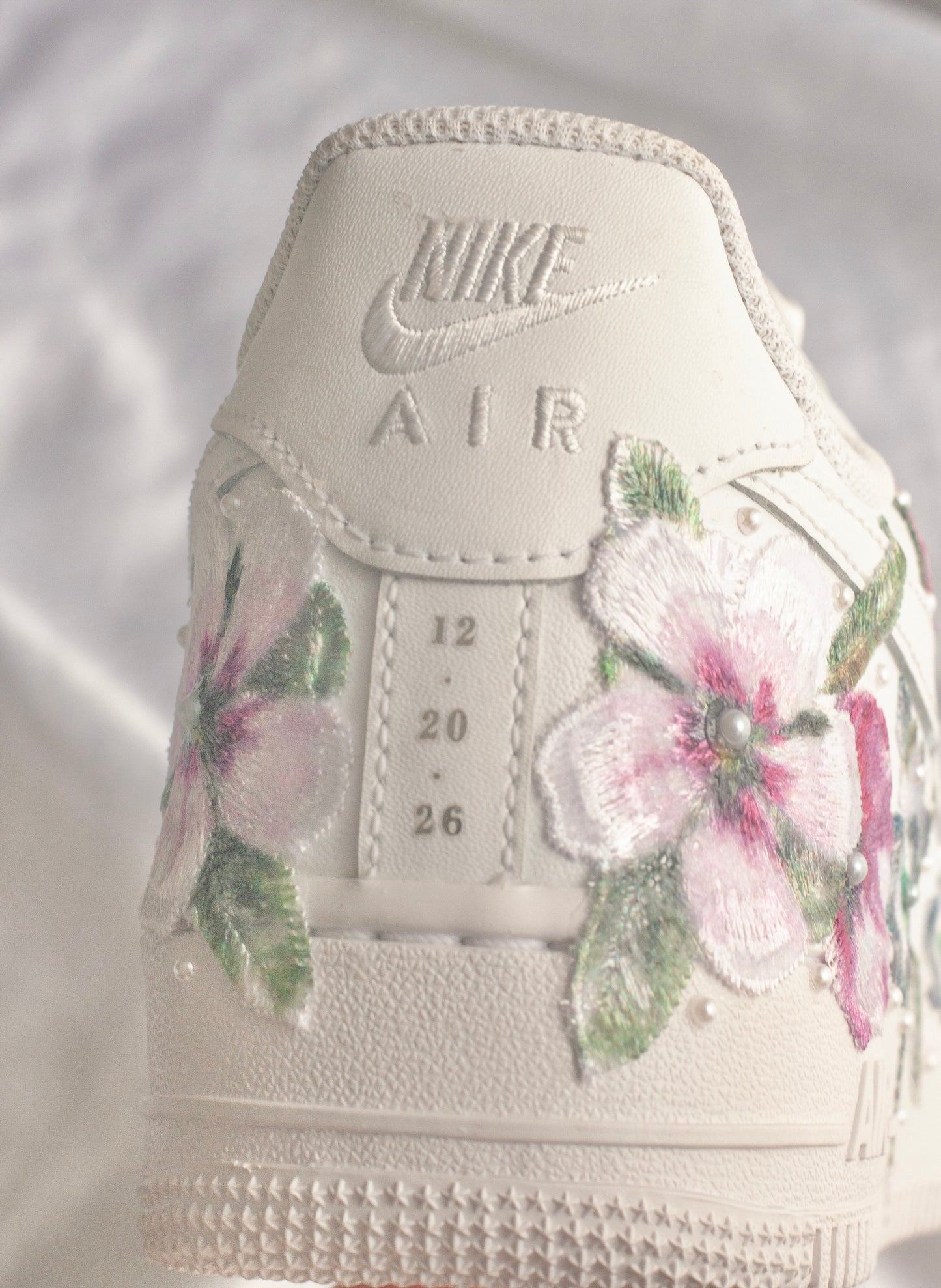 Bespoke Pink and Blue Floral AF1 Bridal Sneakers