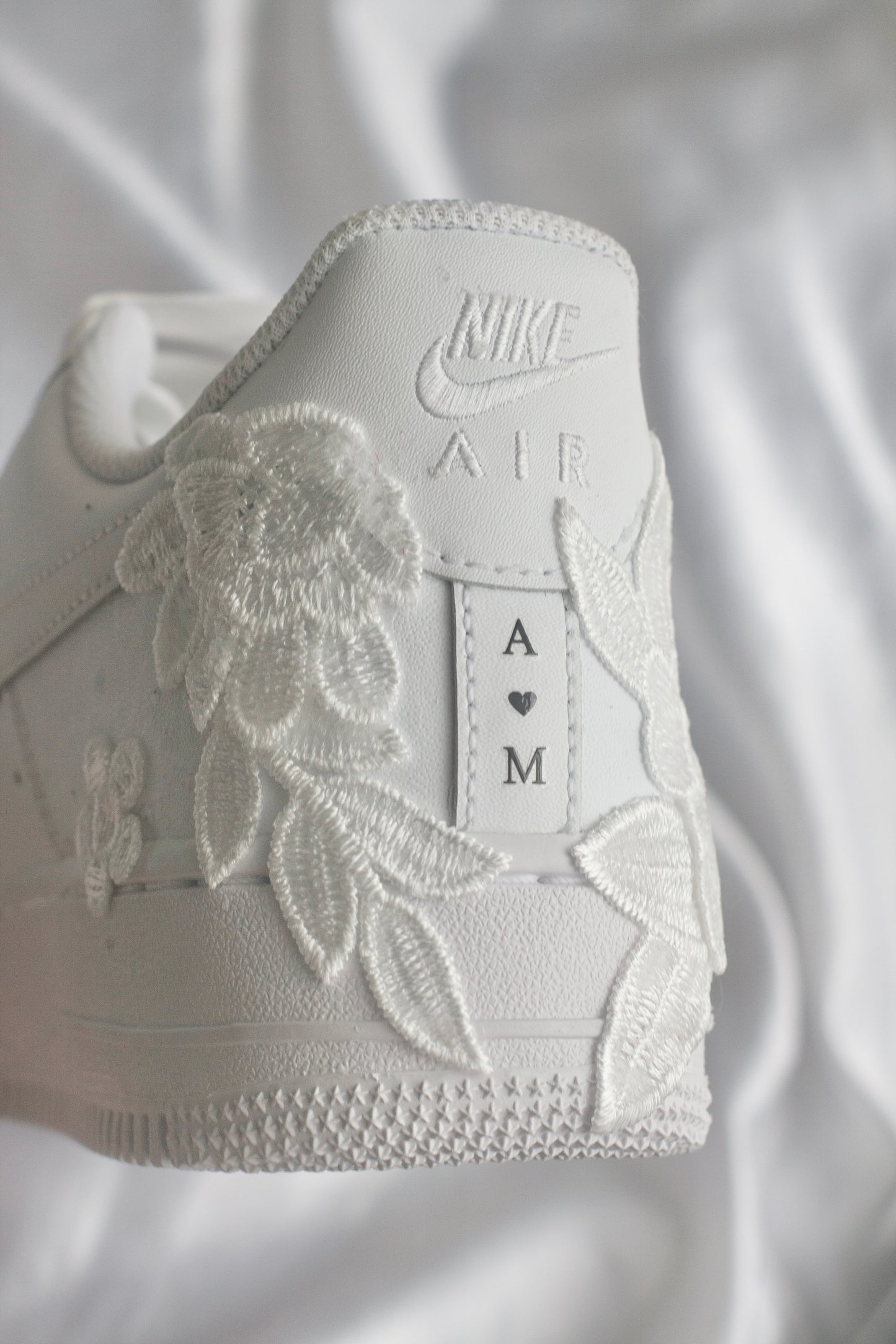 Bespoke White Floral Air Force 1 Bridal Sneakers