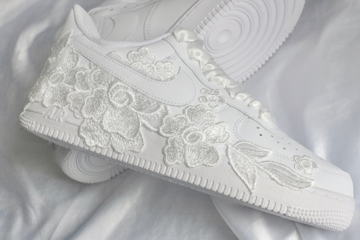 Bespoke White Floral Air Force 1 Bridal Sneakers