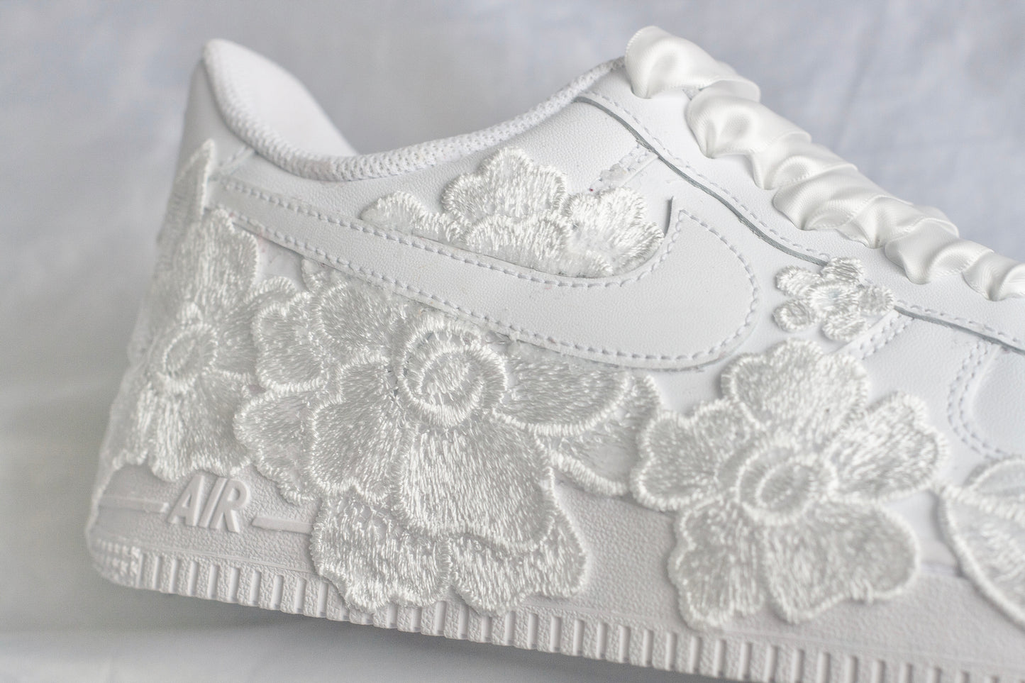 Bespoke White Floral Air Force 1 Bridal Sneakers