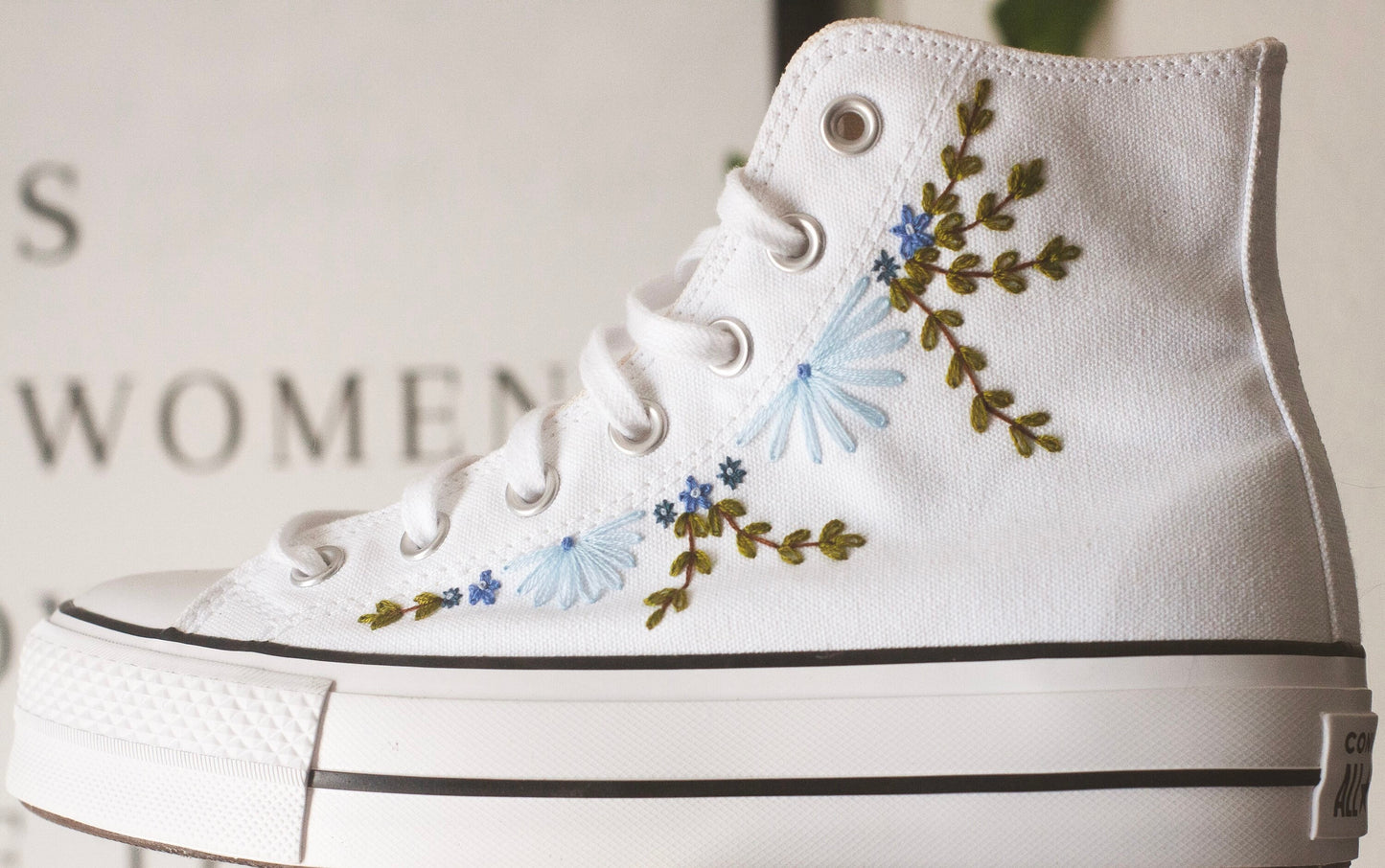 Bespoke 'Something Blue' Embroidered Bridal High-top Converse