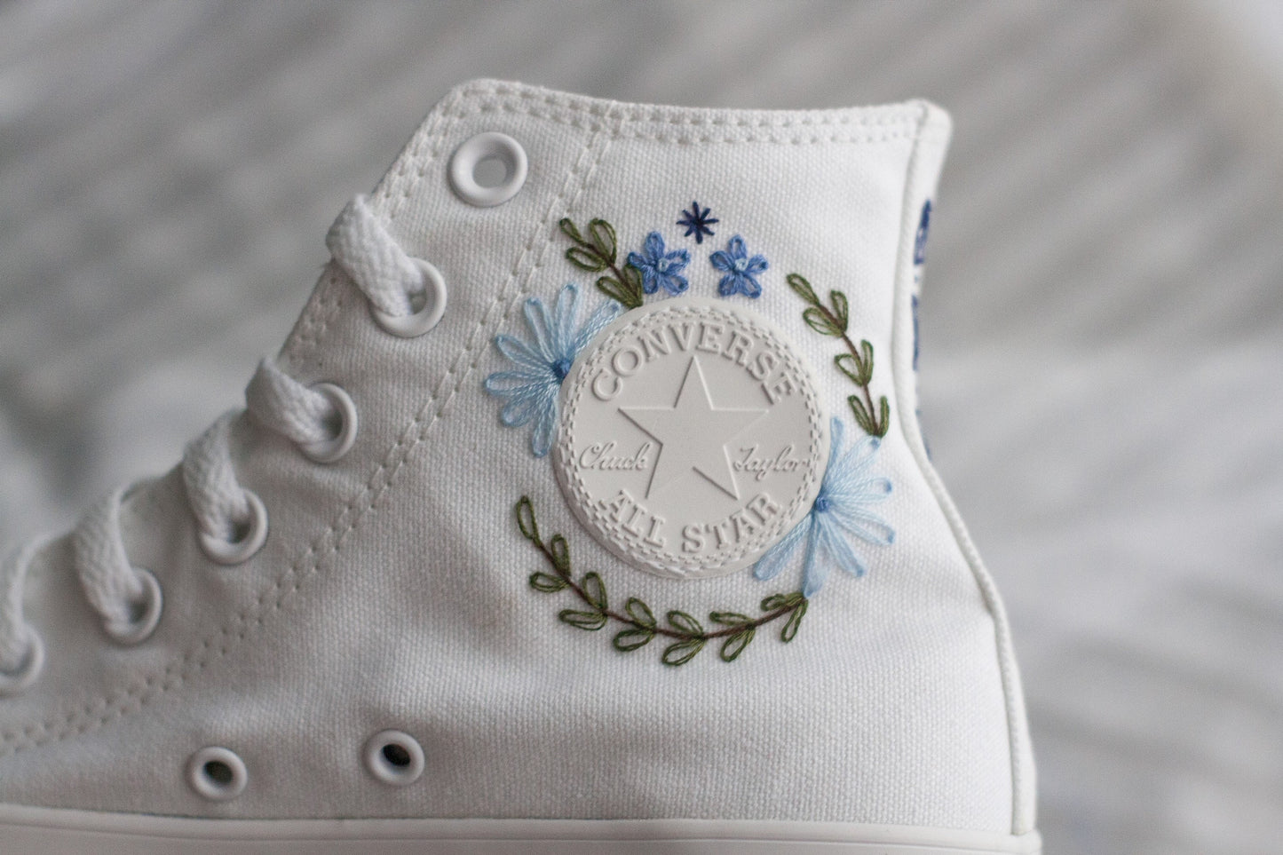 Bespoke 'Something Blue' High-top Embroidered Converse