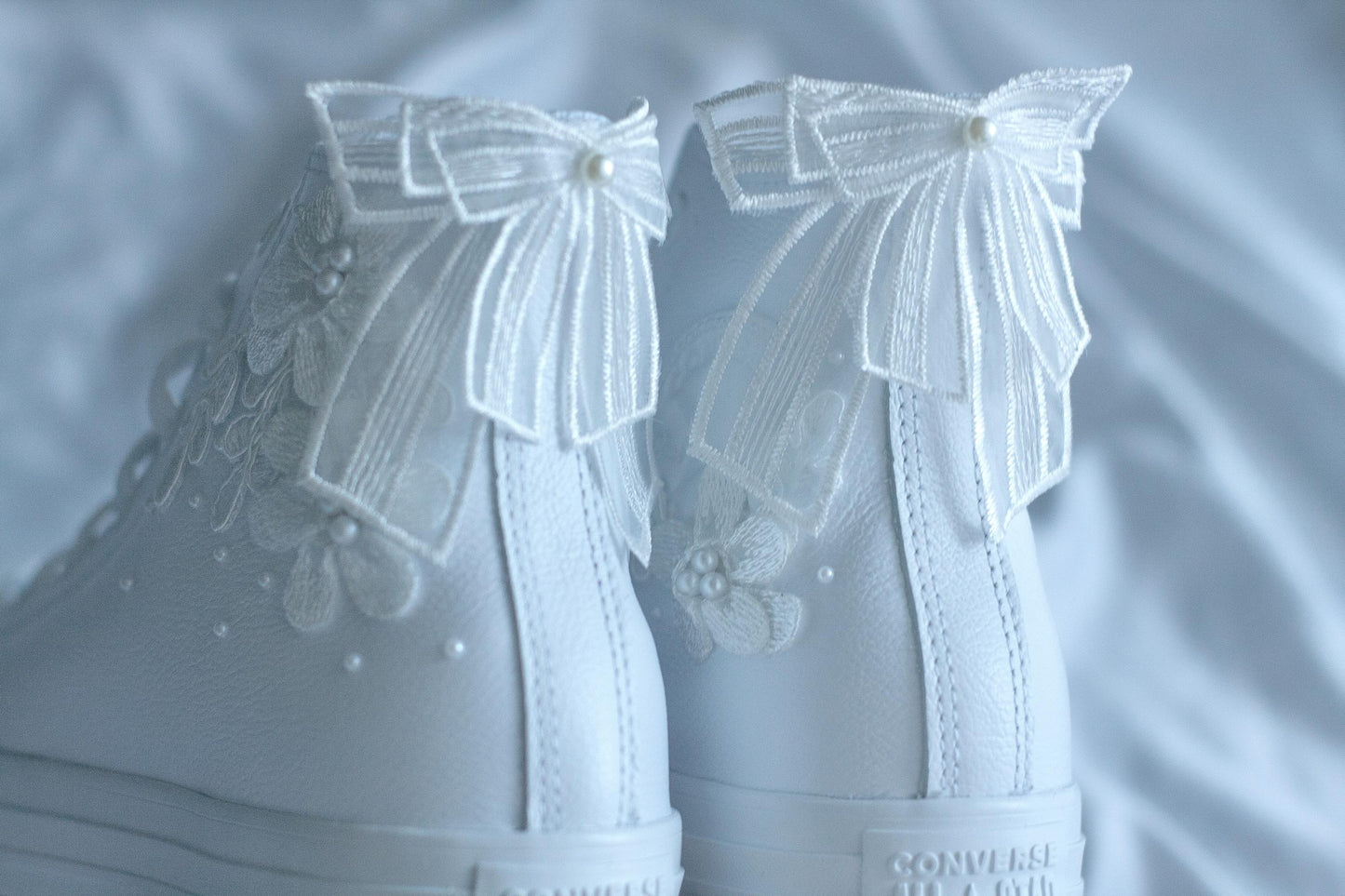 Bespoke Pearl Bridal Leather Converse