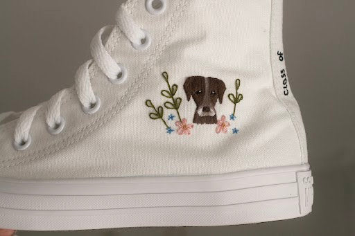 Bespoke Embroidered Pet Bridal Hightop Converse