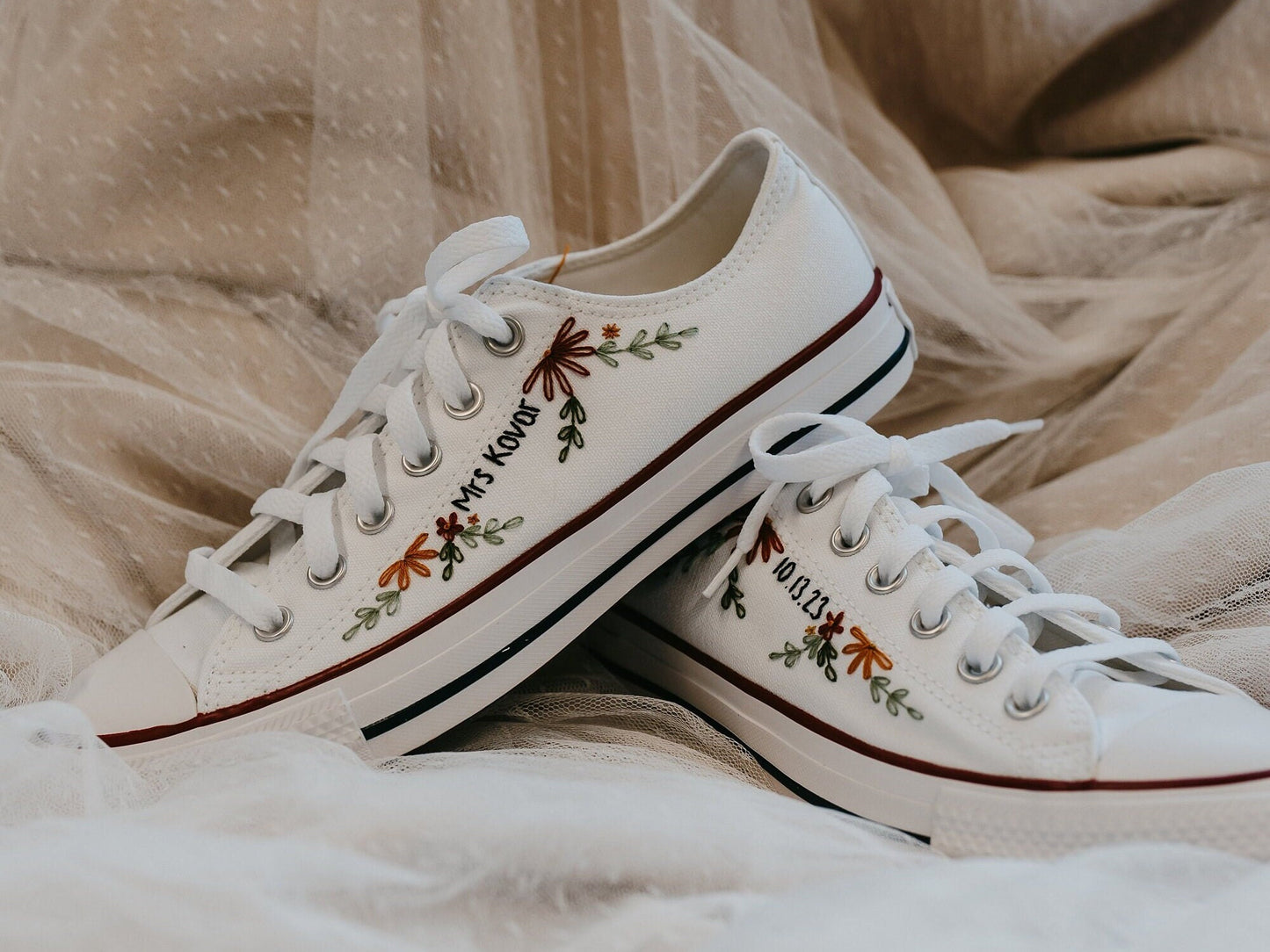 Bespoke Embroidered Bridal Low-top Converse