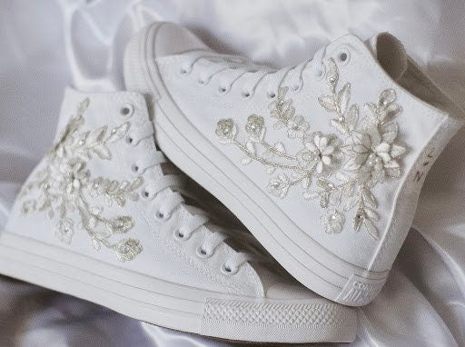 Bespoke Platinum Luxury Embroidered Bridal Converse