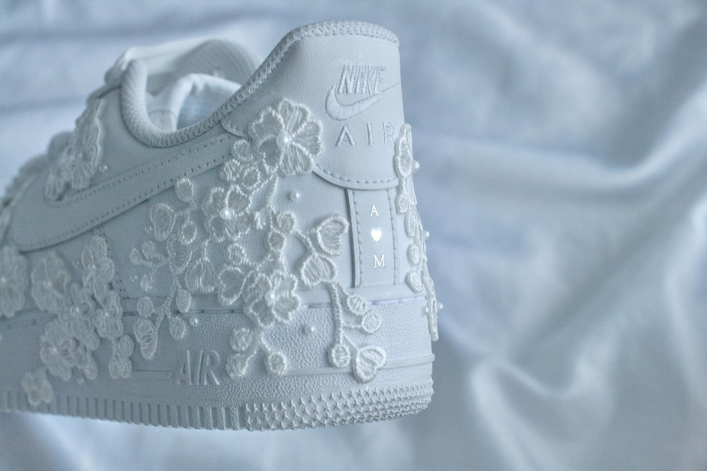 Bespoke Floral Lace Pearl Air Force 1 Sneakers