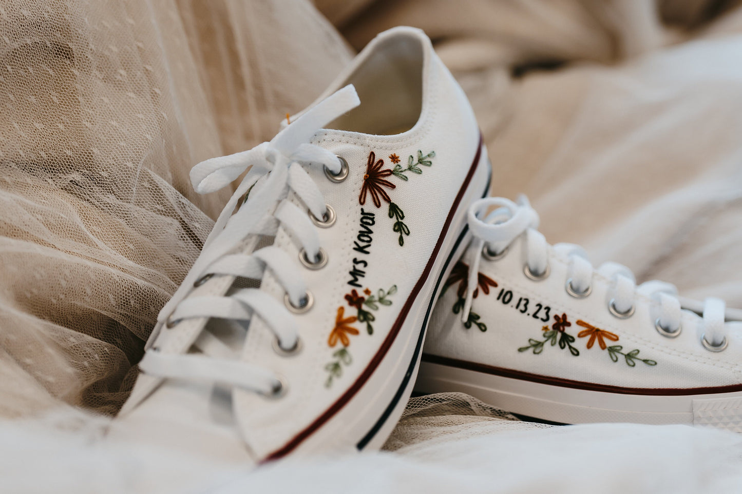 Bespoke Embroidered Bridal Low-top Converse