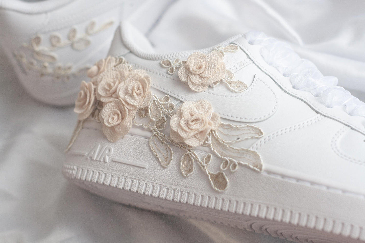 Bespoke Bridal Air Force 1 Rose Gold Embroidered Sneakers