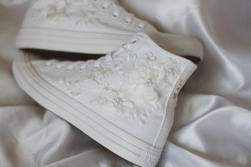 Bespoke Luxury Floral Embroidered Bridal Converse
